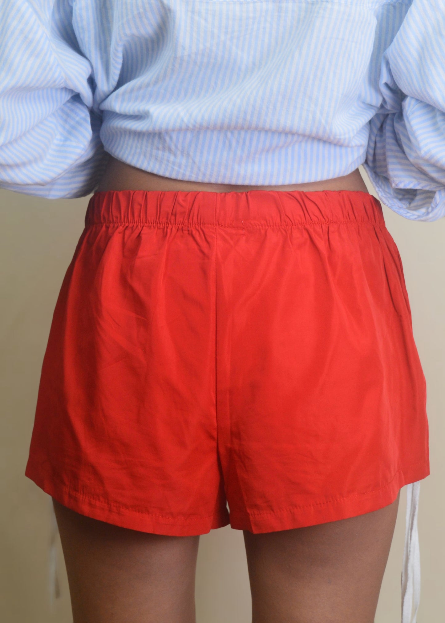 Retro Vibes Red Striped Shorts