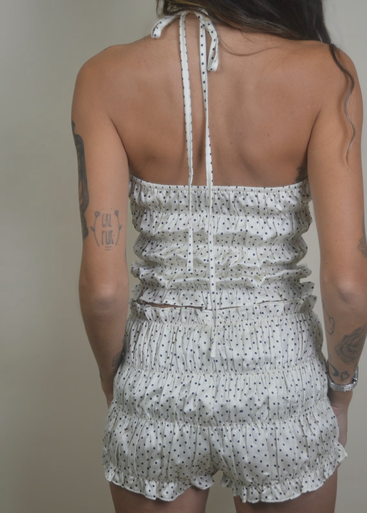 Polka Dot Smoked Satin Set