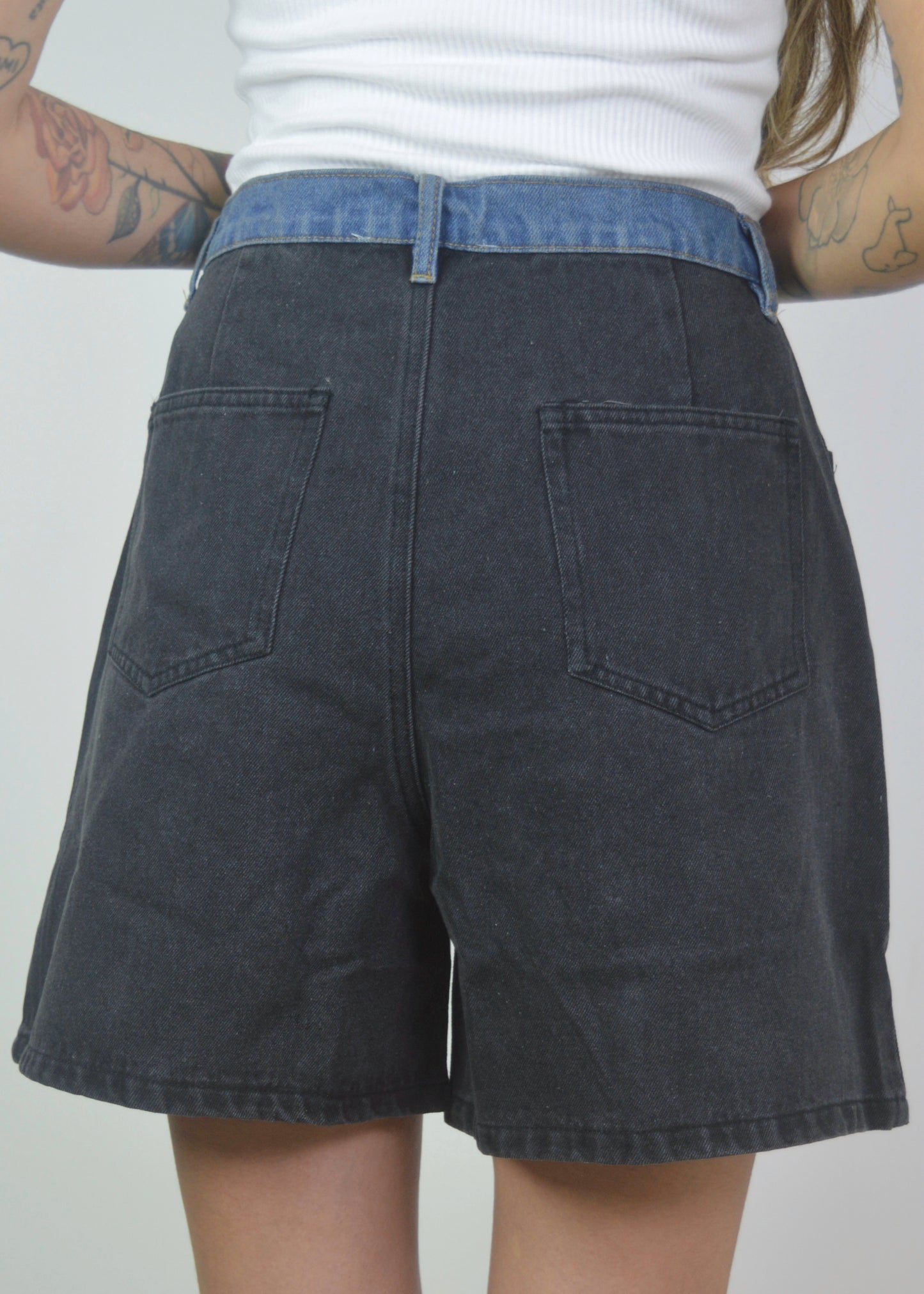 Contrast Denim Shorts
