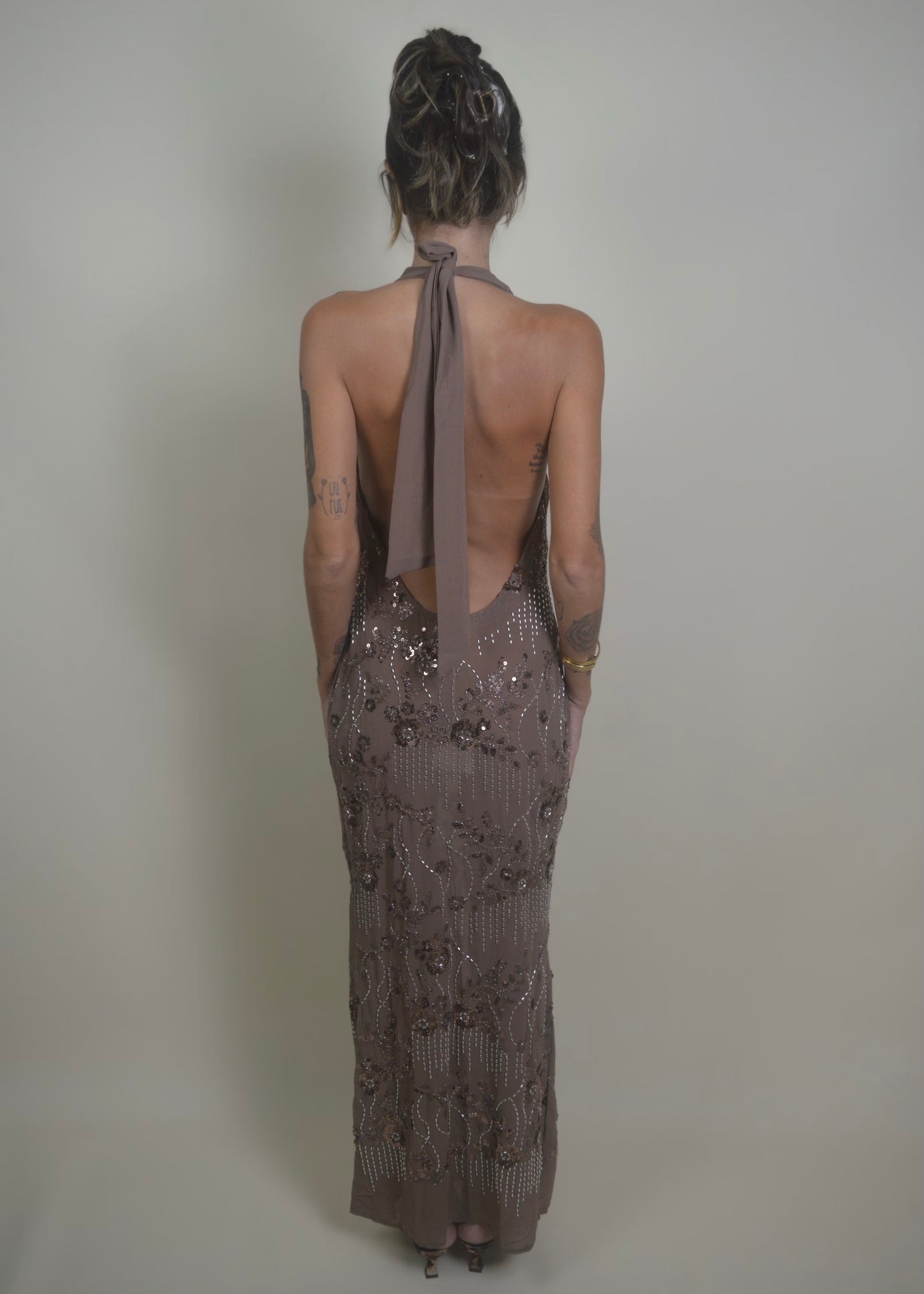 Shine Sequin Halter Dress