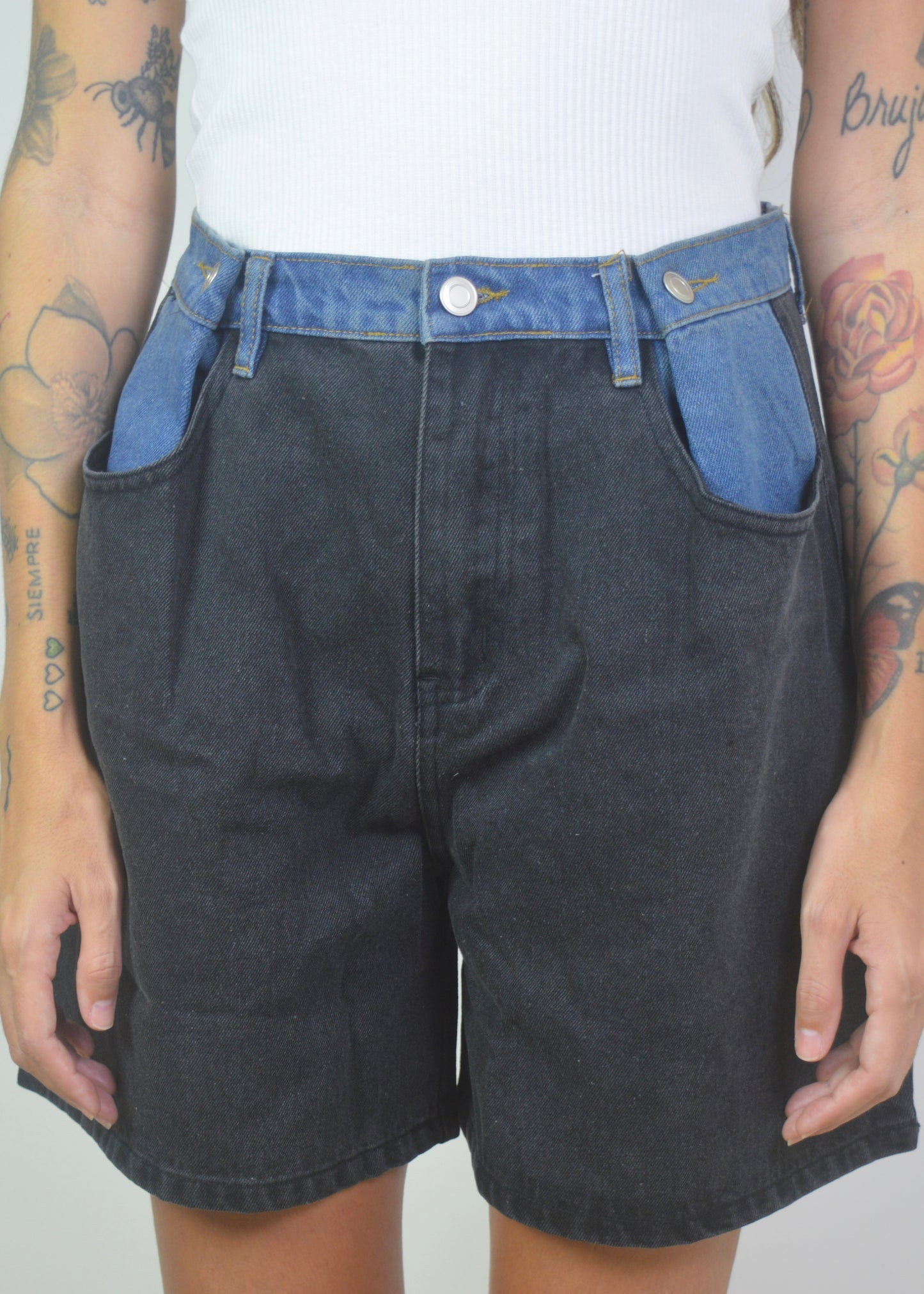 Contrast Denim Shorts