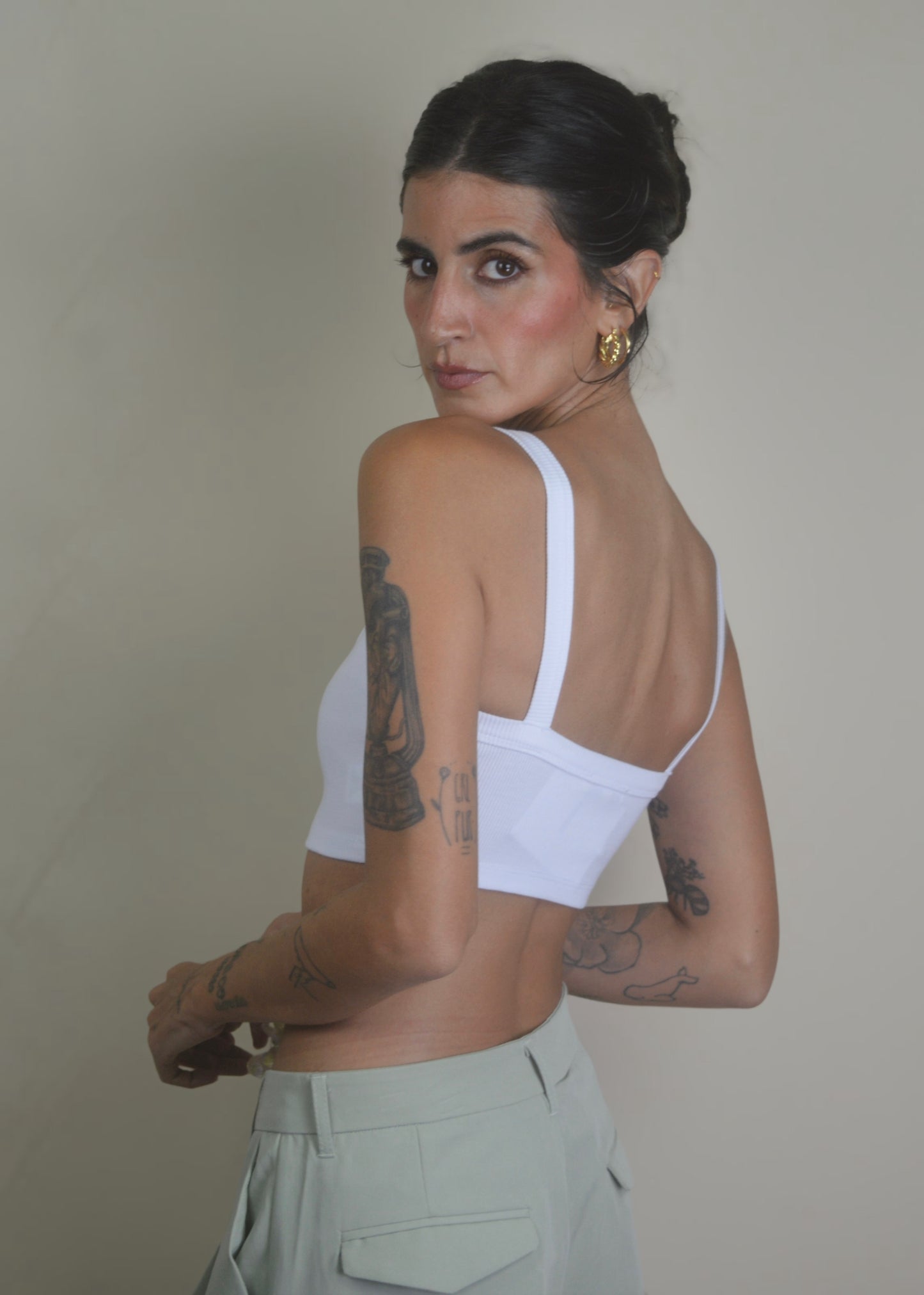 The Basic Ribbed Cropped Top Black|White