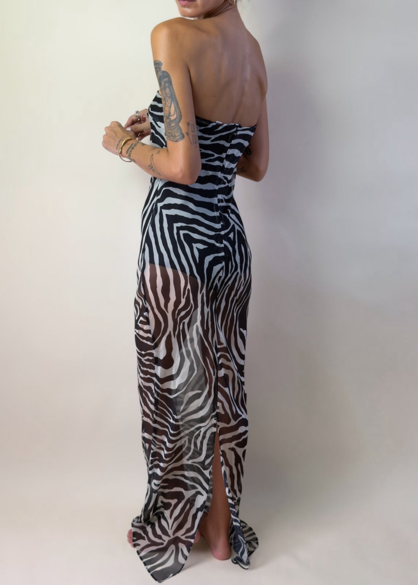 Zebra Muse Bodysuit Maxi Dress