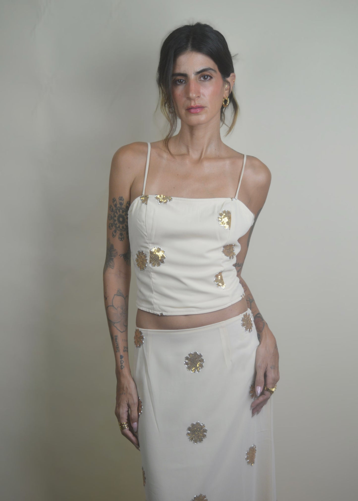 Golden Bloom Sequin Cami Top