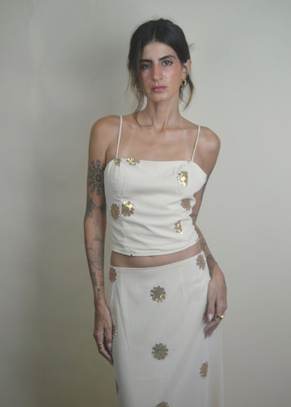 Golden Bloom Sequin Cami Top