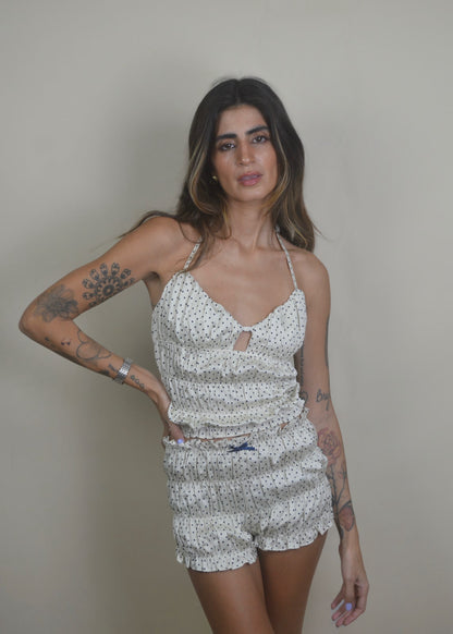 Polka Dot Smoked Satin Set