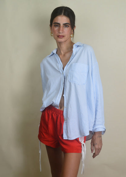 Retro Vibes Red Striped Shorts