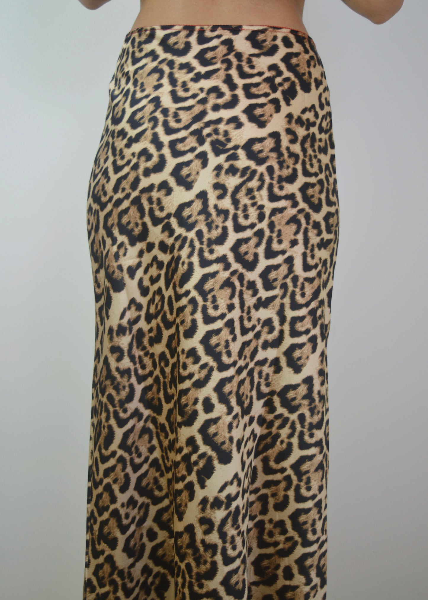 Satin Leopard Maxi Skirt