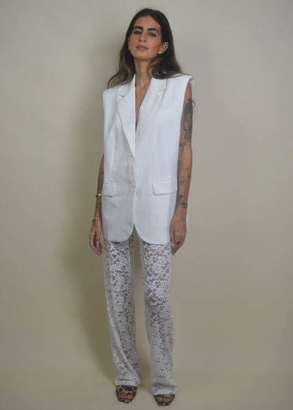 The Lace Pant White