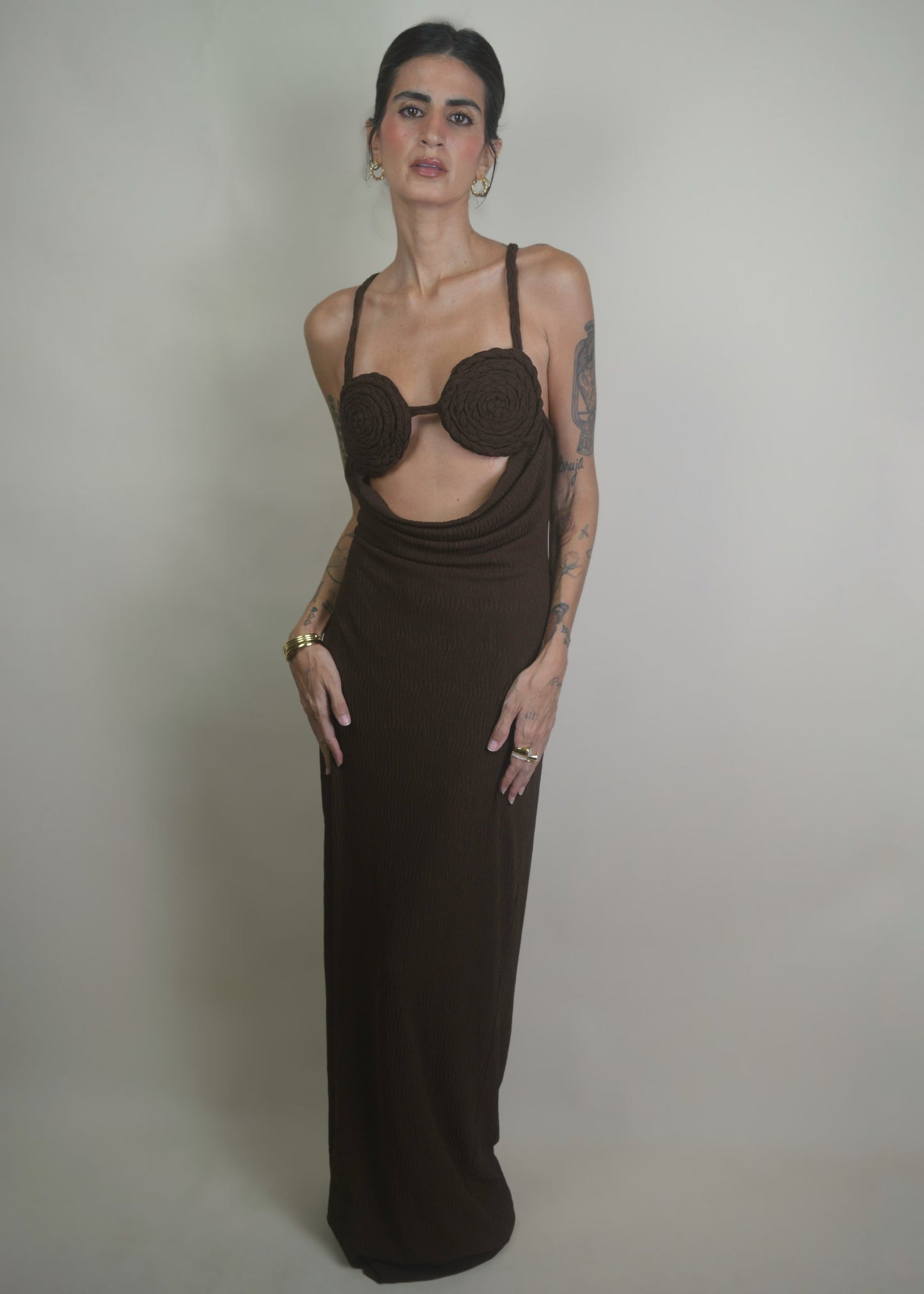 Coco Drape Brown Dress