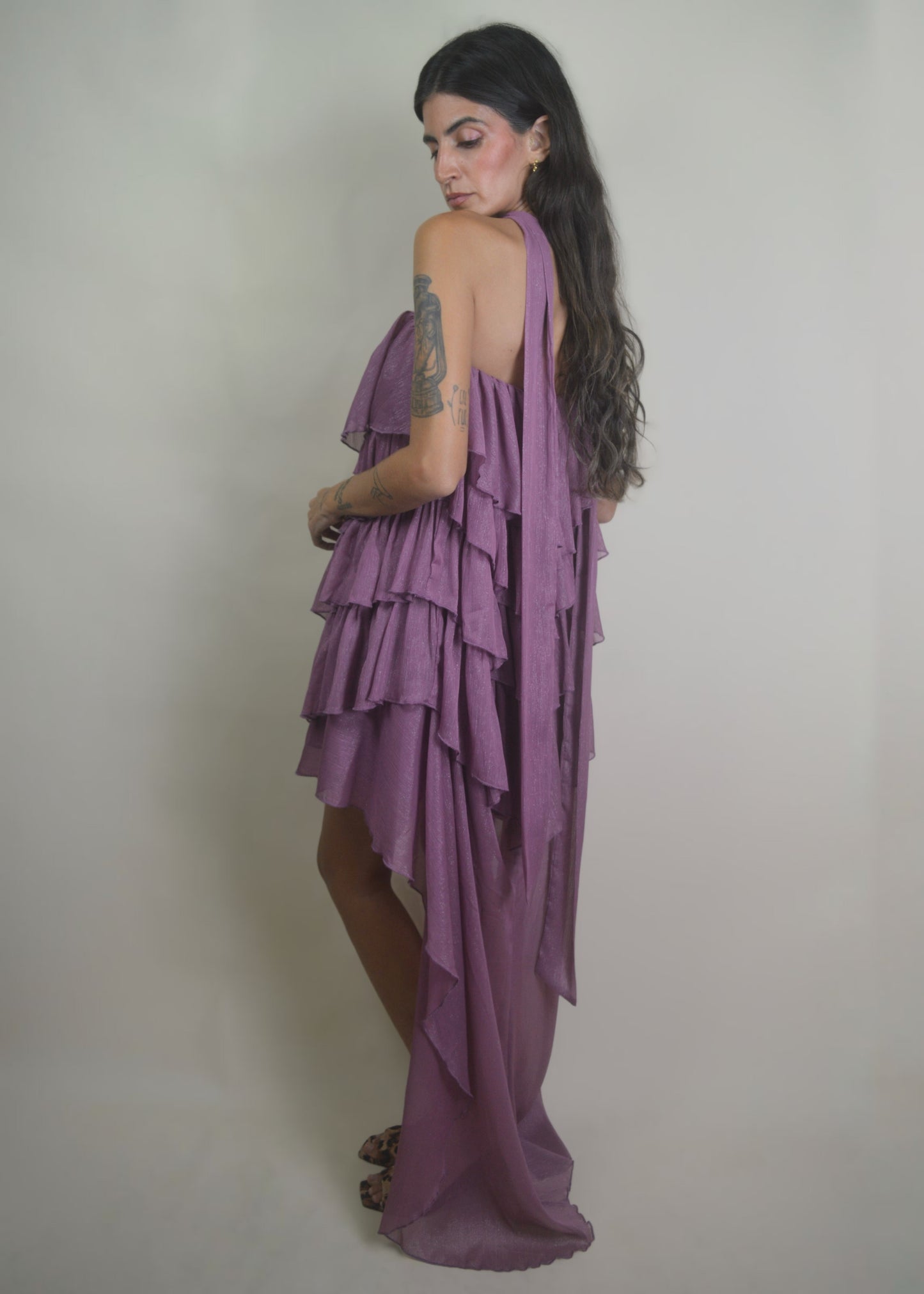 Mauve Moonlight Ruffle Dress