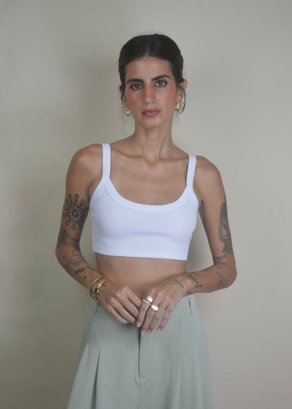 The Basic Ribbed Cropped Top             Black|White