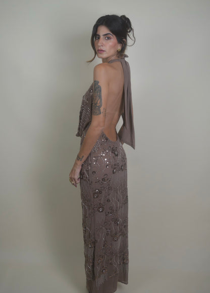 Shine Sequin Halter Dress