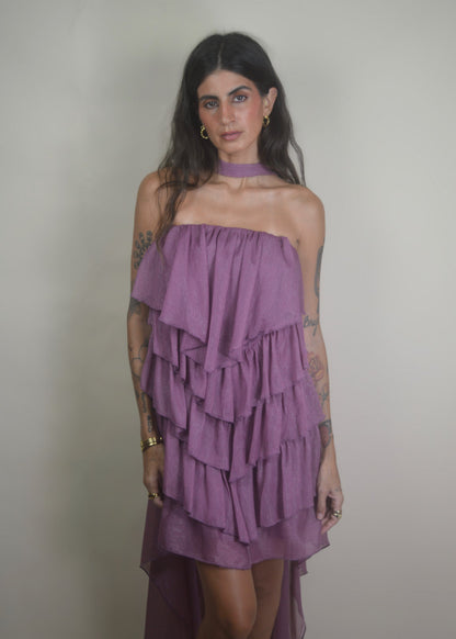 Mauve Moonlight Ruffle Dress