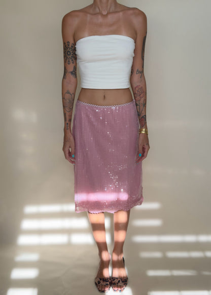 Mauve Sequin Midi Skirt