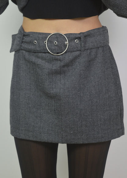 Charcoal Belted Skirt