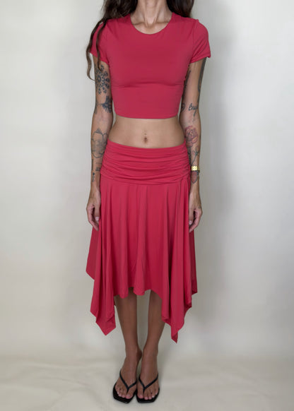Retro Red Asymmetrical Skirt (Skirt Only)