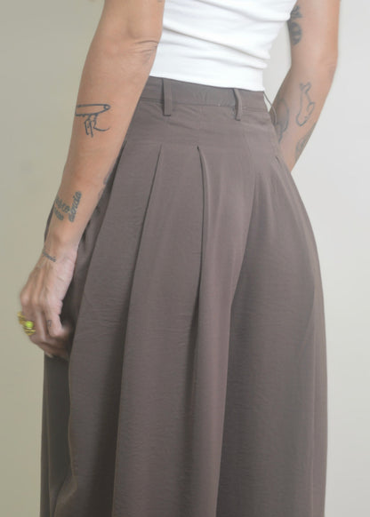 Brown Balloon Draped Pants