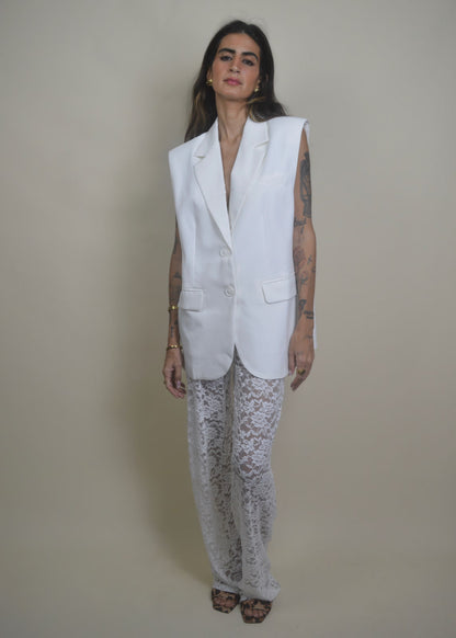 The Lace Pant White