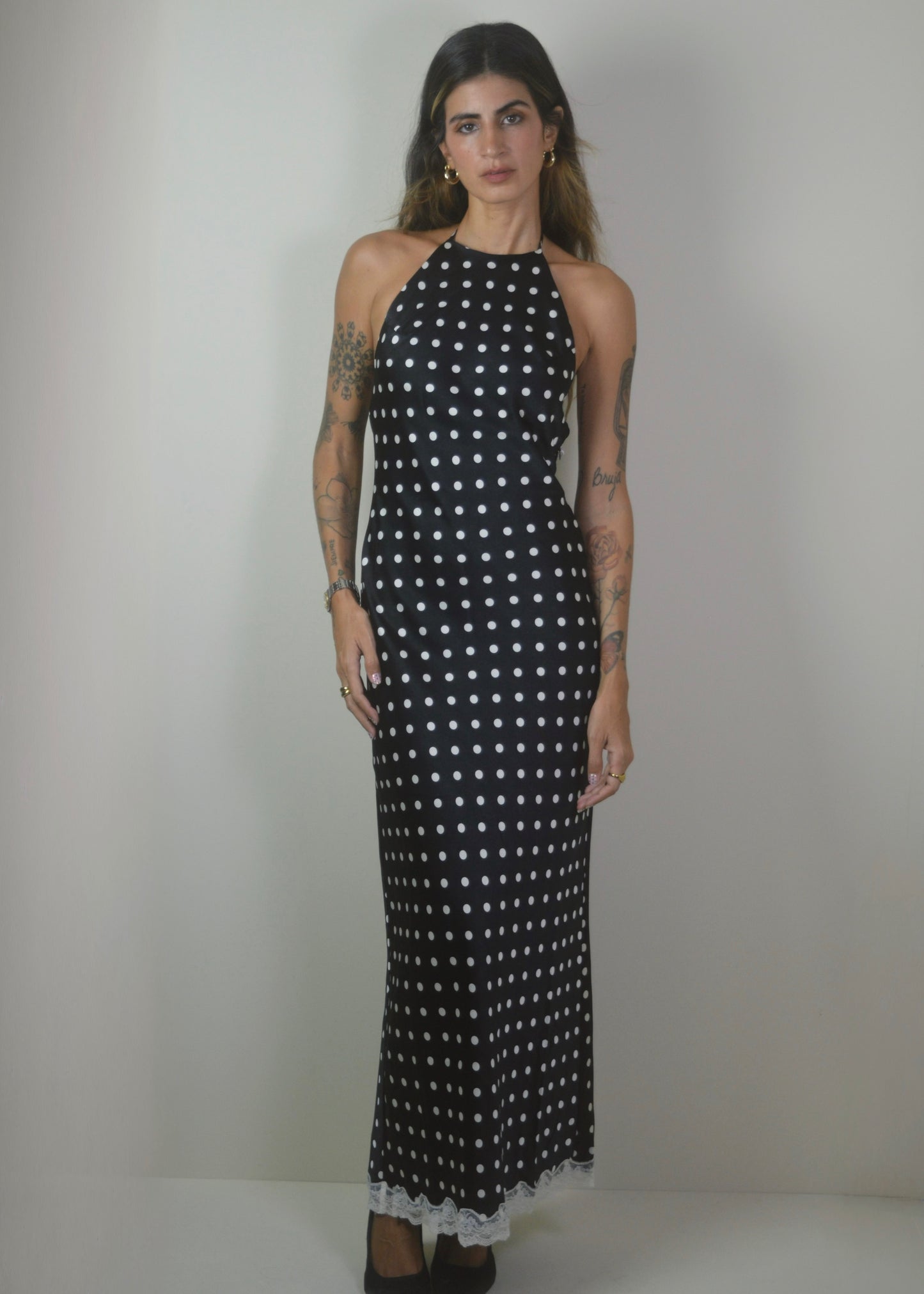 Polka Lace Halter Dress