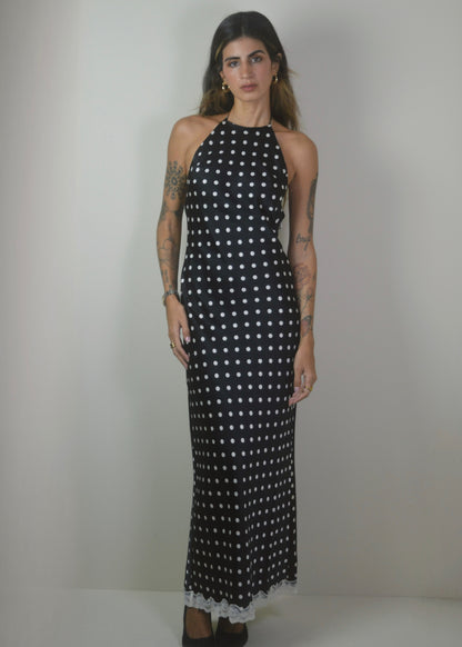 Polka Lace Halter Dress