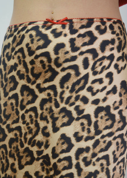 Satin Leopard Maxi Skirt