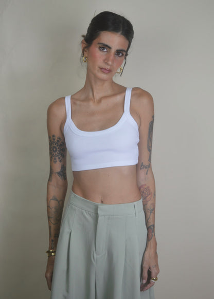The Basic Ribbed Cropped Top             Black|White