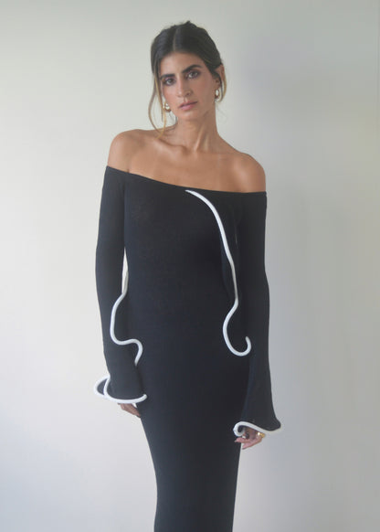 Midnight Ruffle Maxi Dress