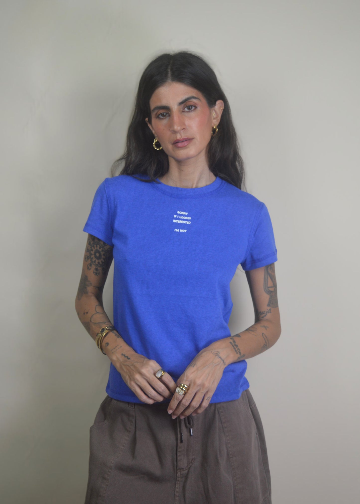 Not Interested Embroidered T-shirt