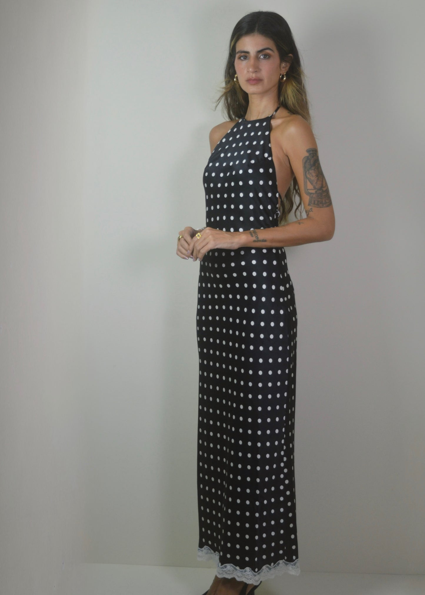 Polka Lace Halter Dress