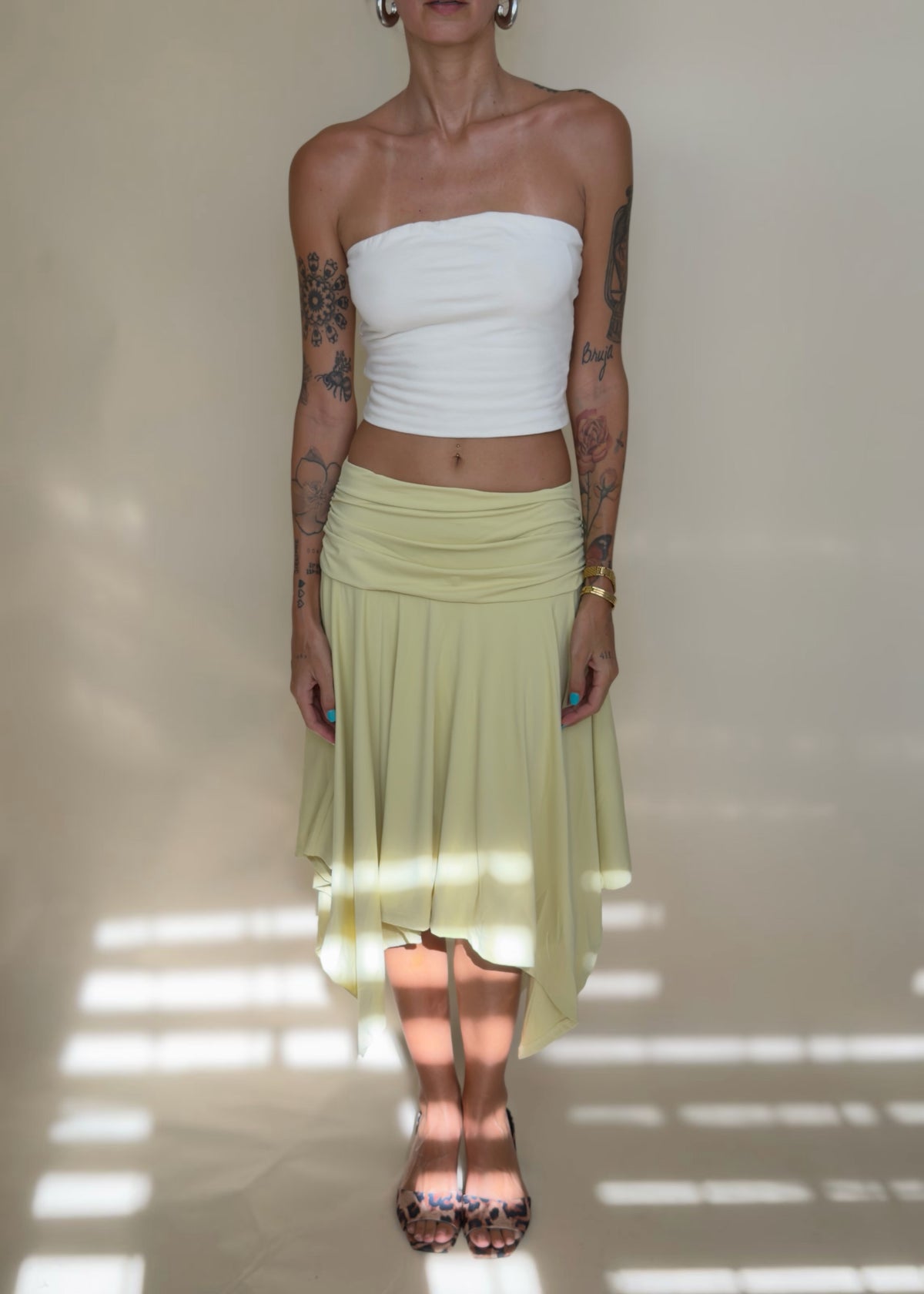 Lemongrass Asymmetrical Midi Skirt