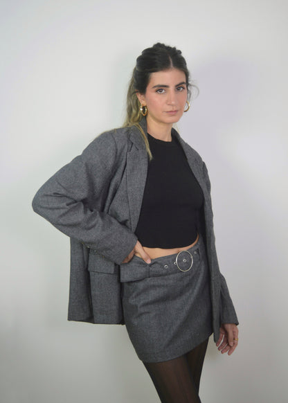 Charcoal Belted Skirt