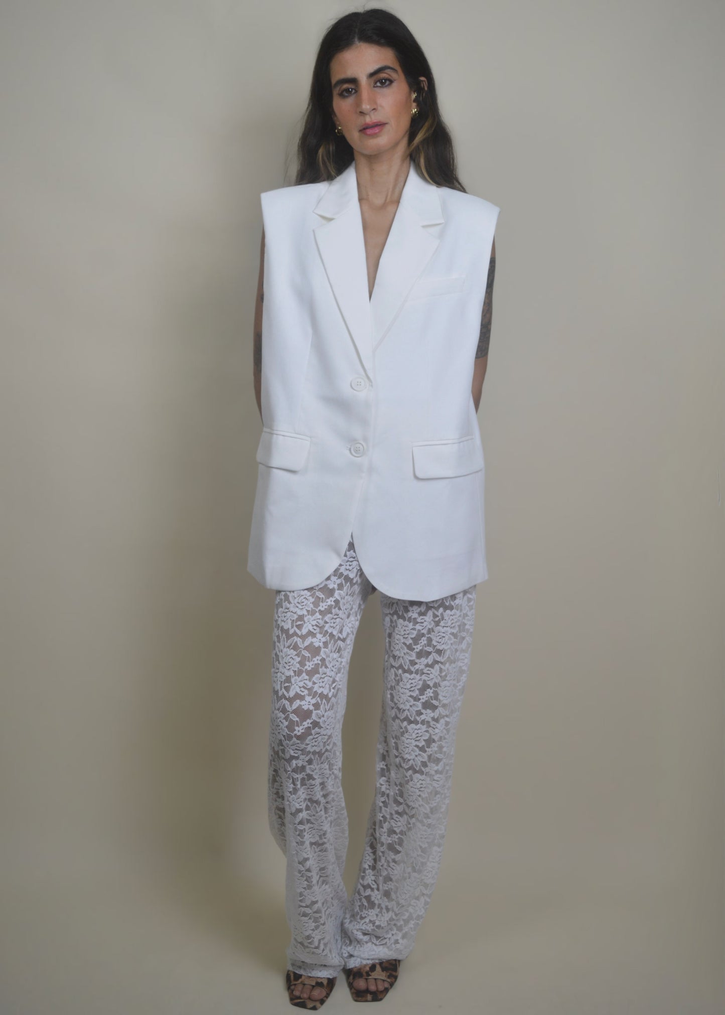 The Lace Pant White