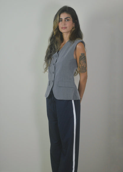 Navy Striped Pant