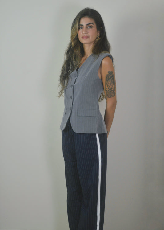 Navy Striped Pant