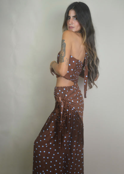 Azul Polka Dot Fringe Set