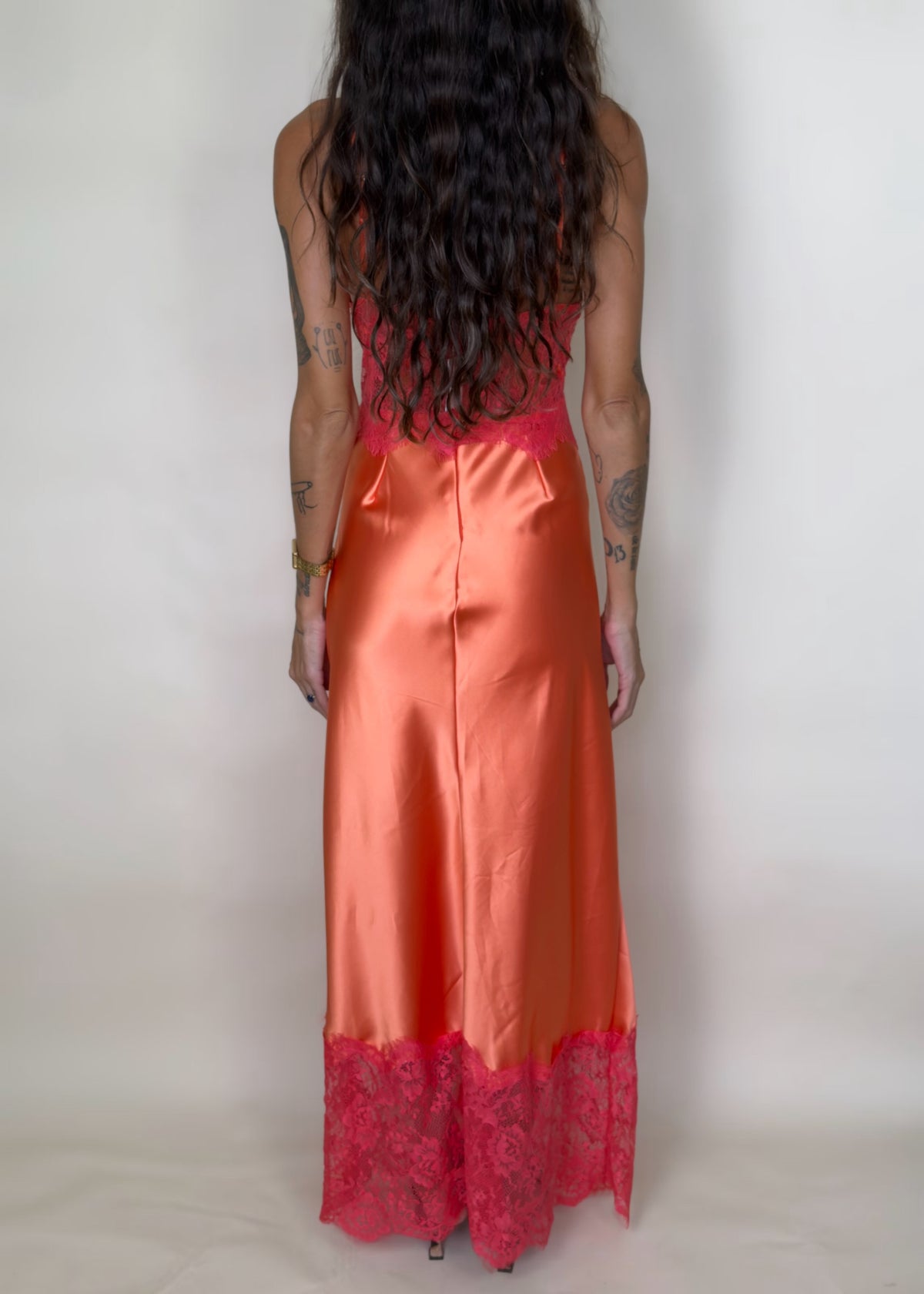 Cotton Candy Sky Lace Satin Maxi Dress