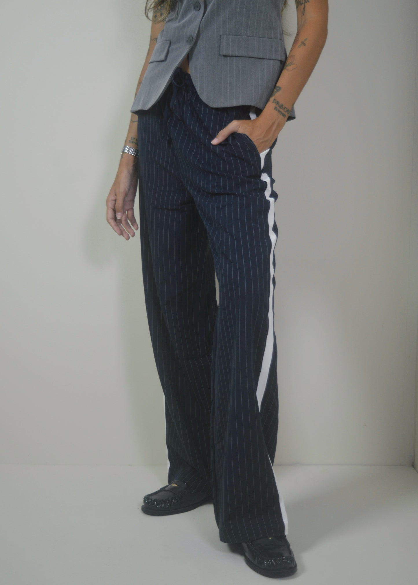 Navy Striped Pant