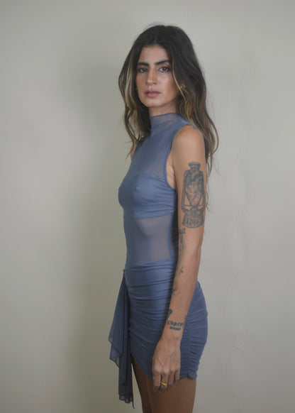 Slate Mesh Mini Dress