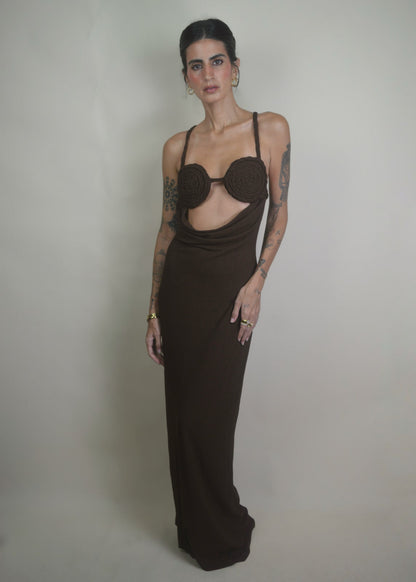 Coco Drape Brown Dress