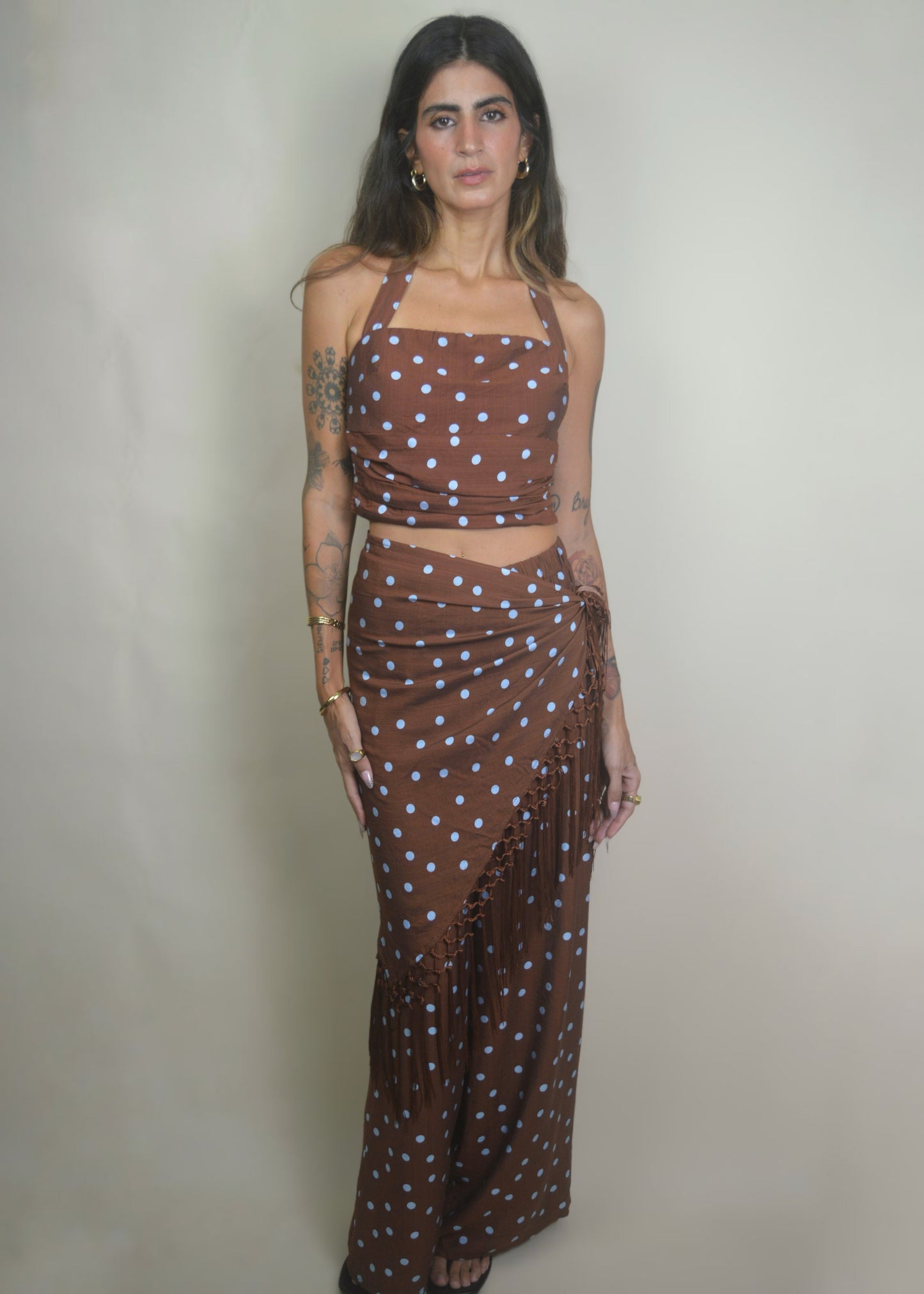 Azul Polka Dot Fringe Set