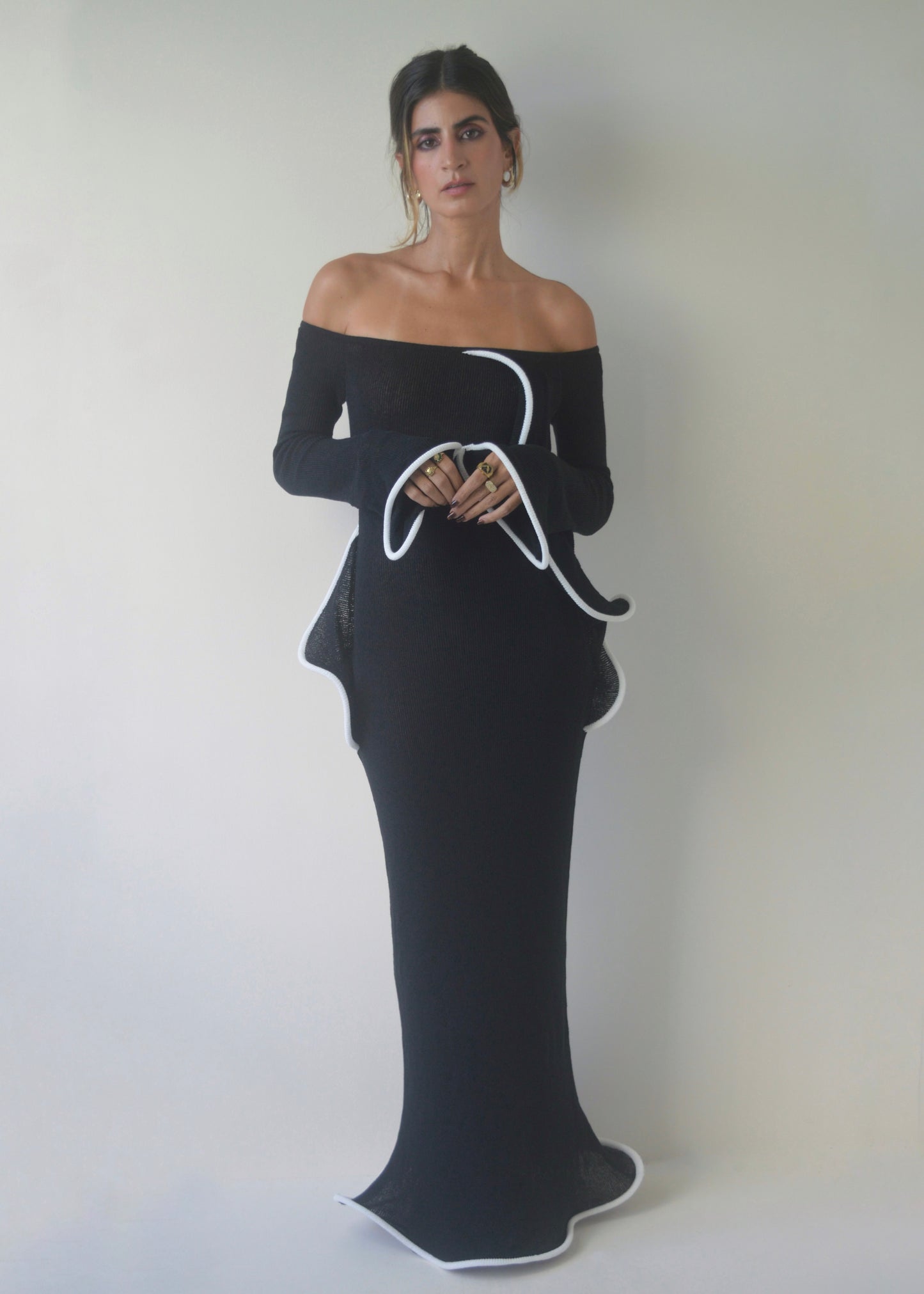 Midnight Ruffle Maxi Dress