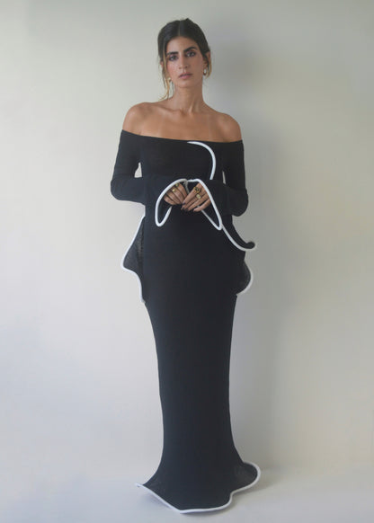 Midnight Ruffle Maxi Dress