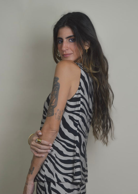 Zebra V‑Neck Vest Top RESTOCKED