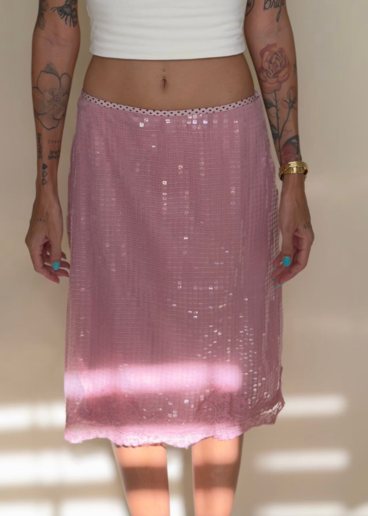 Mauve Sequin Midi Skirt