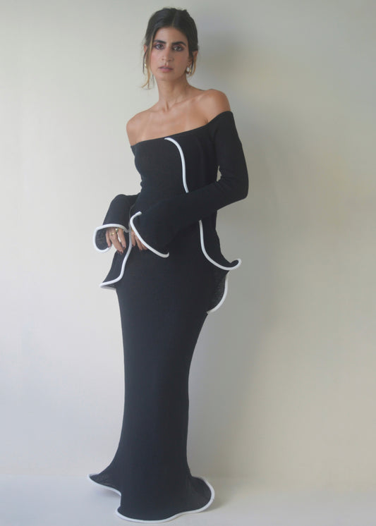 Midnight Ruffle Maxi Dress