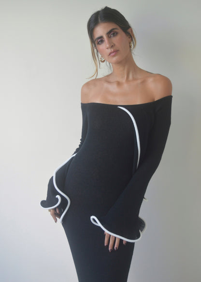 Midnight Ruffle Maxi Dress