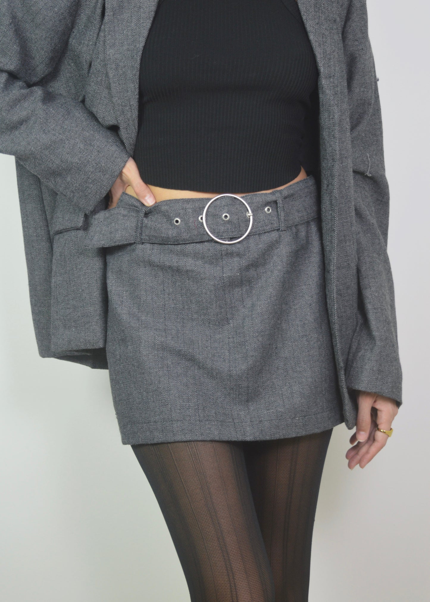 Charcoal Belted Skirt