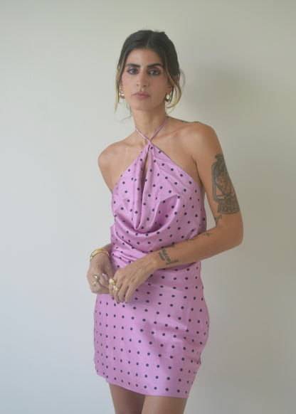 Mauve Cowl Satin Dress