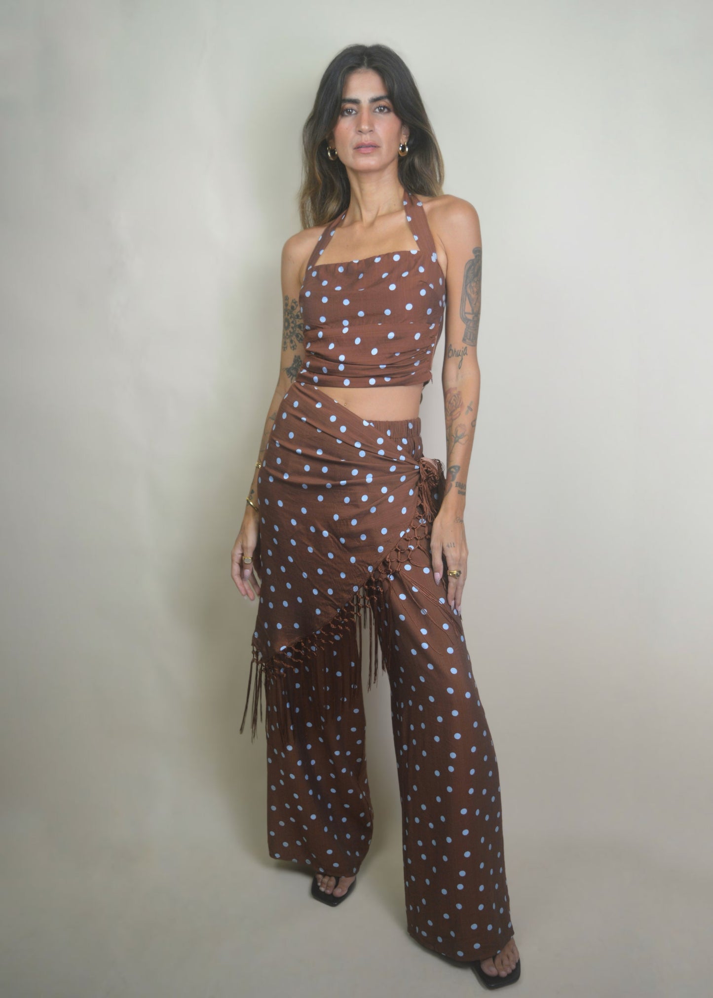 Azul Polka Dot Fringe Set
